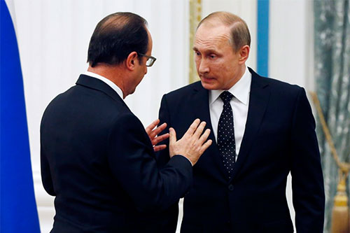 El presidente de Francia, François Hollande, y su homólogo ruso, Vladimir Putin Presidente ruso anula visita a París tras declaraciones de su homólogo francés